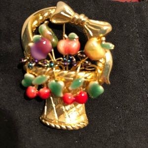 Monet Fruit Basket Brooch